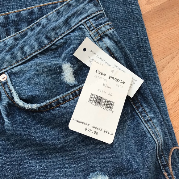 NWT Free people distressed raw hem boyfriend jeans - Picture 6 of 8